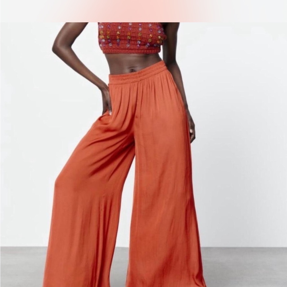 Women's Orange Wide-Leg Pants